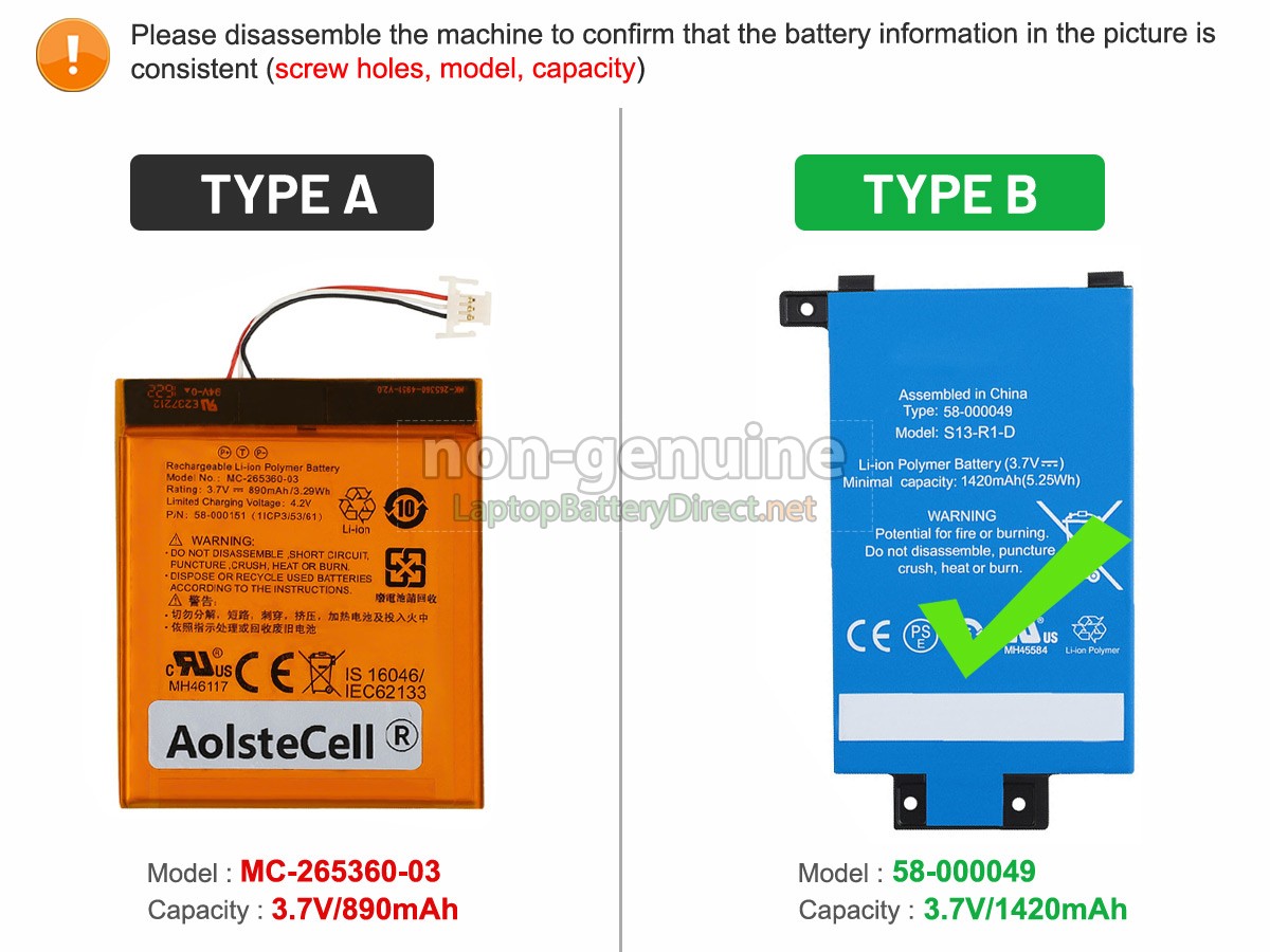 replacement Amazon KINDLE 7 WP63GW battery