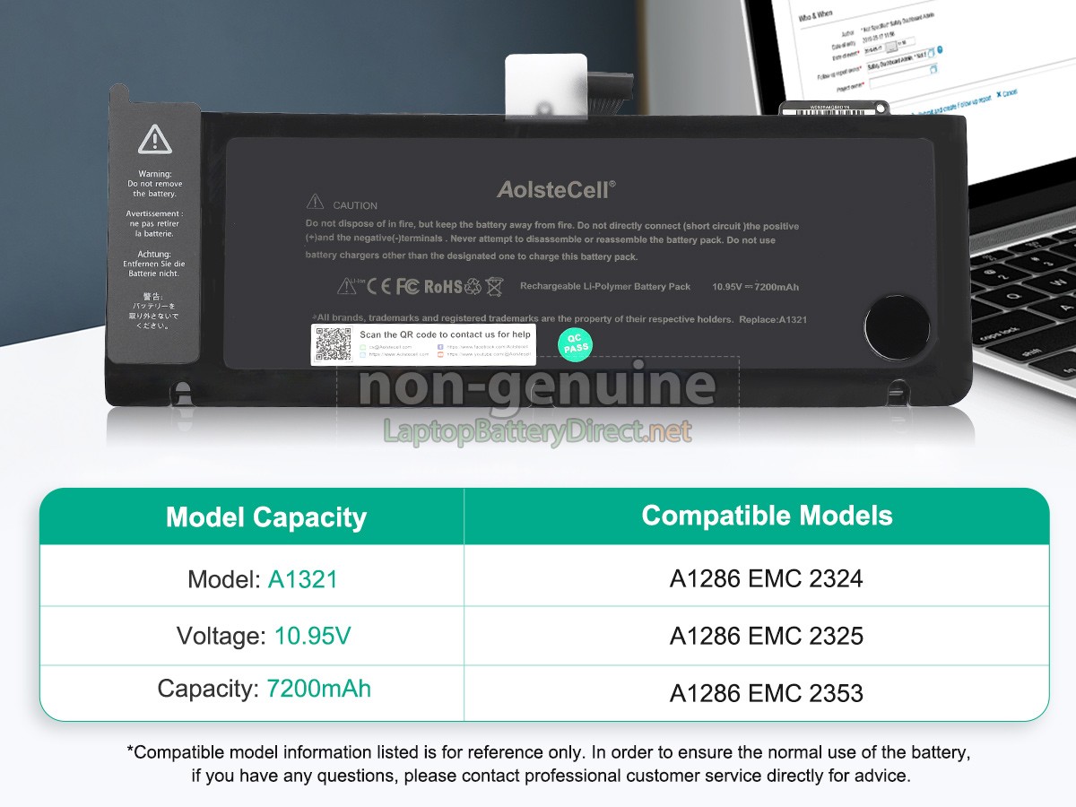 replacement Apple MB985LL/A battery