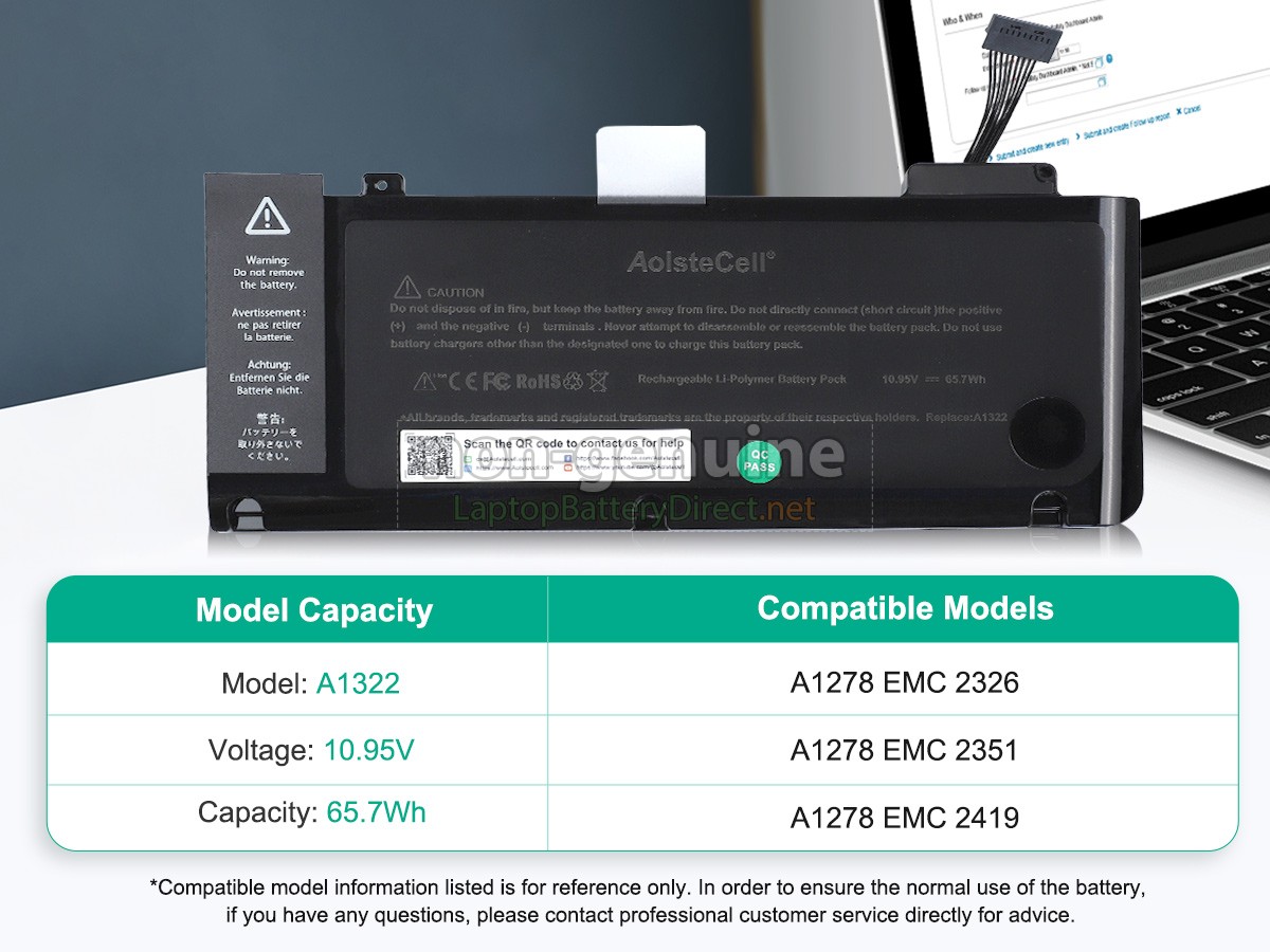 replacement Apple A1322 battery