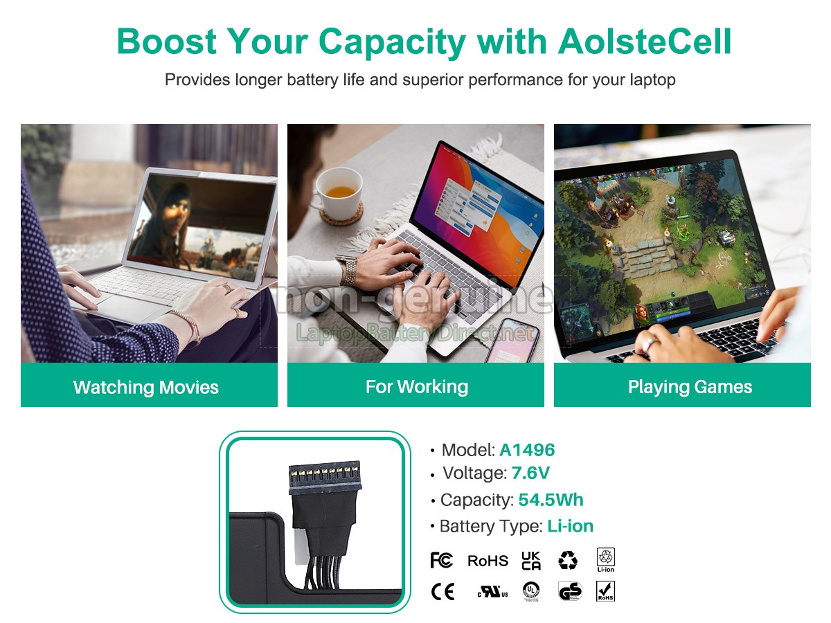 replacement Apple A1496 battery