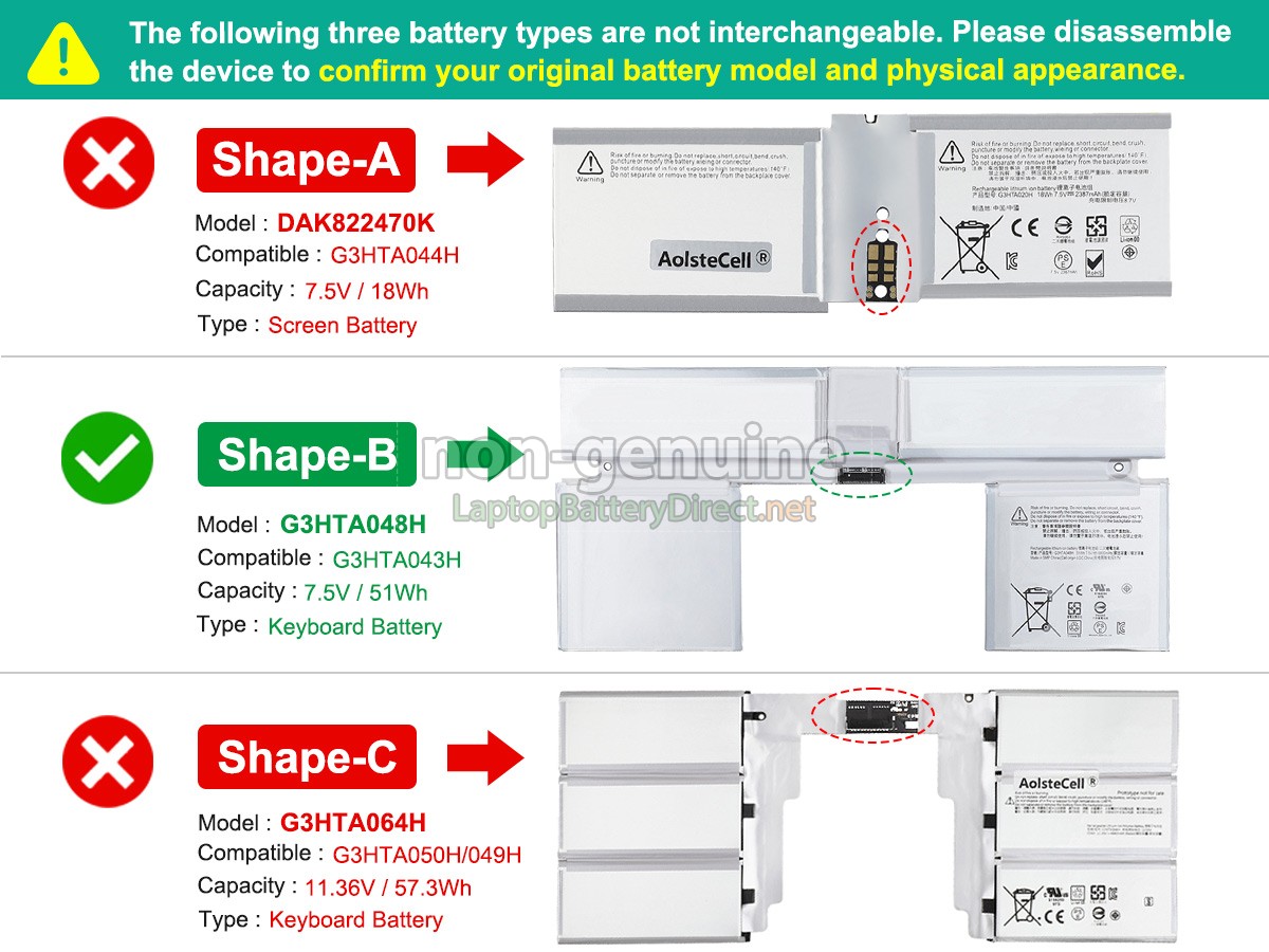 replacement Microsoft Surface BOOK 2 1832 battery