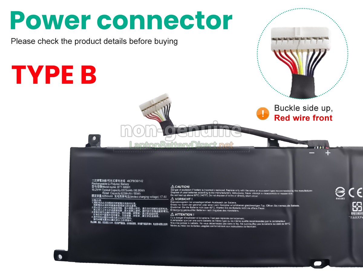 replacement MSI STEALTH GS77 12U battery
